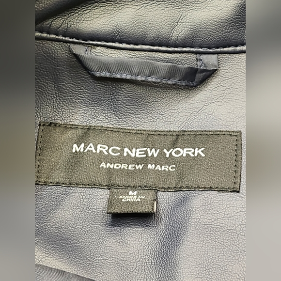 Marc New York Andrew Marc Womens Navy VEGAN jacket Size M - Picture 4 of 14